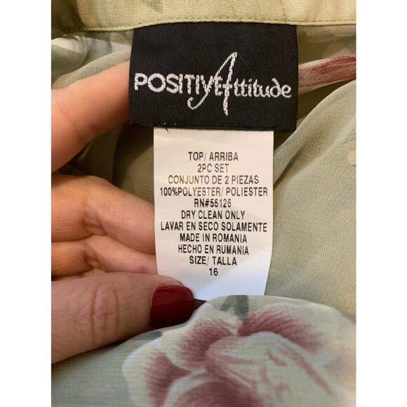 Positive Attitude vintage green floral maxi dress and blouse set size 16 - Picture 3 of 15